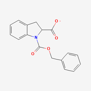 molecular formula C17H14NO4- B8589766 1H-Indole-1,2-dicarboxylic acid, 2,3-dihydro-, 1-(phenylmethyl) ester 