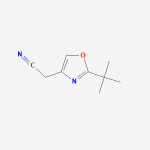 molecular formula C9H12N2O B8589804 2-(2-tert-Butyl-1,3-oxazol-4-yl)acetonitrile 
