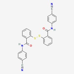 molecular formula C28H18N4O2S2 B8589933 Benzamide, 2,2'-dithiobis[N-(4-cyanophenyl)- CAS No. 89011-97-2