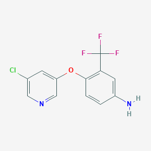 molecular formula C12H8ClF3N2O B8589965 2-(3-Chloro-5-pyridyloxy)-5-aminobenzotrifluoride 