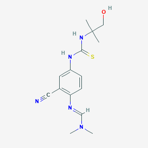 (E)-N'-(2-cyano-4-(3-(1-hydroxy-2-methylpropan-2-yl)thioureido)phenyl)-N,N-dimethylformimidamide