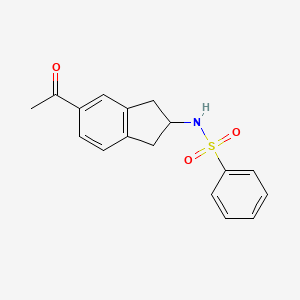 molecular formula C17H17NO3S B8590105 N-(5-Acetyl-2,3-dihydro-1H-inden-2-yl)benzenesulfonamide CAS No. 114149-02-9