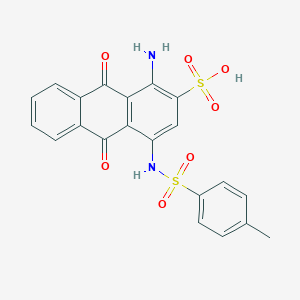 molecular formula C21H16N2O7S2 B085902 2-Anthracenesulfonic acid, 1-amino-9,10-dihydro-4-[[(4-methylphenyl)sulfonyl]amino]-9,10-dioxo- CAS No. 128-98-3