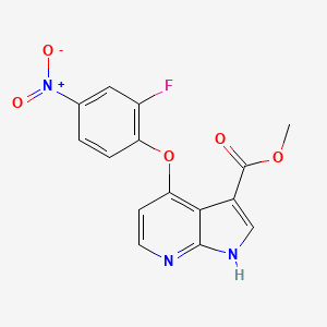 molecular formula C15H10FN3O5 B8590349 methyl 4-(2-fluoro-4-nitrophenoxy)-1H-pyrrolo[2,3-b]pyridine-3-carboxylate CAS No. 888721-67-3