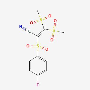 B8590459 2-(4-Fluorobenzene-1-sulfonyl)-3,3-di(methanesulfonyl)prop-2-enenitrile CAS No. 651311-04-5