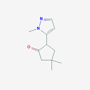 molecular formula C11H16N2O B8590539 4,4-Dimethyl-2-(1-methyl-1H-pyrazol-5-yl)cyclopentanone 