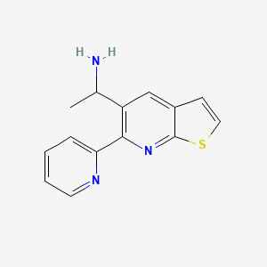 molecular formula C14H13N3S B8590654 1-(6-(Pyridin-2-yl)thieno[2,3-b]pyridin-5-yl)ethanamine 