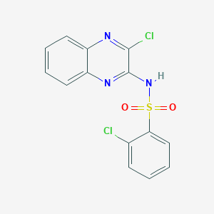 molecular formula C14H9Cl2N3O2S B8590770 2-chloro-N-(3-chloroquinoxalin-2-yl)benzenesulfonamide 