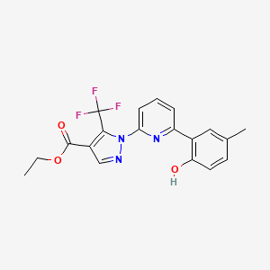 molecular formula C19H16F3N3O3 B8590805 Ethyl 1-[6-(2-Hydroxy-5-methylphenyl)-2-pyridyl]-5-(trifluoromethyl)pyrazole-4-carboxylate 
