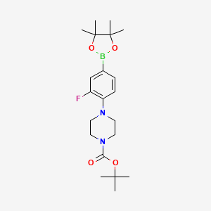 molecular formula C21H32BFN2O4 B8591355 Tert-butyl 4-(2-fluoro-4-(4,4,5,5-tetramethyl-1,3,2-dioxaborolan-2-yl)phenyl)piperazine-1-carboxylate 