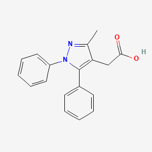 molecular formula C18H16N2O2 B8591517 Pyrazole-4-acetic acid, 3-methyl-1,5-diphenyl- 