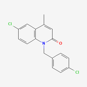 molecular formula C17H13Cl2NO B8591754 6-Chloro-1-[(4-chlorophenyl)methyl]-4-methylquinolin-2(1H)-one CAS No. 61297-69-6