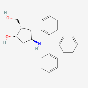 molecular formula C25H27NO2 B8591830 (1S,2S,4R)-2-(hydroxymethyl)-4-(tritylamino)cyclopentan-1-ol 
