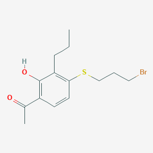 molecular formula C14H19BrO2S B8591922 4-(3-Bromopropylthio)-2-hydroxy-3-propylphenyl-ethanone CAS No. 125617-43-8