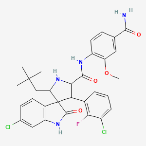rac-(2'S,3'R,4'S,5'R)-6-chloro-4'-(3-chloro-2-fluoro-phenyl)-2'-(2,2-dimethyl-propyl)-2-oxo-1,2-dihydro-spiro[indole-3,3'-pyrrolidine]-5'-carboxylic acid (4-carbamoyl-2-methoxy-phenyl)-amide