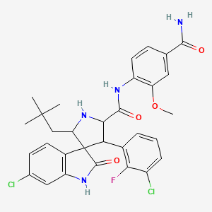 molecular formula C31H31Cl2FN4O4 B8592291 rac-(2'S,3'R,4'S,5'R)-6-chloro-4'-(3-chloro-2-fluoro-phenyl)-2'-(2,2-dimethyl-propyl)-2-oxo-1,2-dihydro-spiro[indole-3,3'-pyrrolidine]-5'-carboxylic acid (4-carbamoyl-2-methoxy-phenyl)-amide 