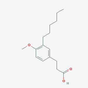 molecular formula C16H24O3 B8592577 3-(3-Hexyl-4-methoxyphenyl)propanoic acid 