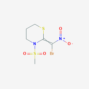 molecular formula C6H9BrN2O4S2 B8592949 2-[Bromo(nitro)methylidene]-3-(methanesulfonyl)-1,3-thiazinane CAS No. 95105-04-7