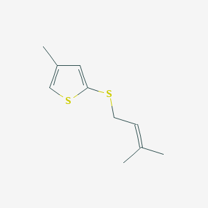molecular formula C10H14S2 B8593024 4-Methyl-2-[(3-methylbut-2-EN-1-YL)sulfanyl]thiophene CAS No. 190433-94-4