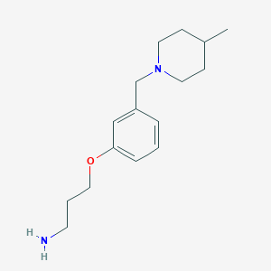 molecular formula C16H26N2O B8593048 3-{3-[(4-Methylpiperidin-1-yl)methyl]phenoxy}propan-1-amine CAS No. 87107-72-0