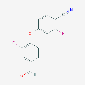 molecular formula C14H7F2NO2 B8593469 2-Fluoro-4-(2-fluoro-4-formylphenoxy)benzonitrile 