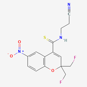 molecular formula C15H13F2N3O3S B8593540 N-(2-cyanoethyl)-2,2-bis(fluoromethyl)-6-nitro-2H-1-benzopyran-4-carbothioamide 