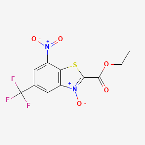 molecular formula C11H7F3N2O5S B8593732 2-(Ethoxycarbonyl)-7-nitro-5-(trifluoromethyl)-1,3-benzothiazol-3-ium-3-olate 