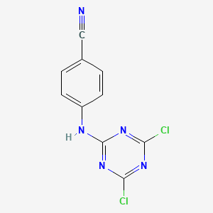 molecular formula C10H5Cl2N5 B8593922 4-[(4,6-Dichloro-1,3,5-triazin-2-yl)amino]benzonitrile 