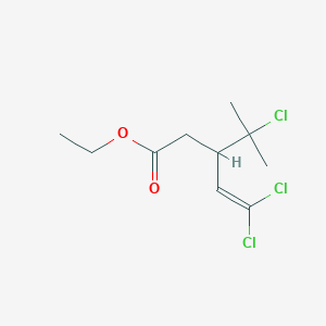 molecular formula C10H15Cl3O2 B8593931 Ethyl 5,5-dichloro-3-(2-chloropropan-2-yl)pent-4-enoate CAS No. 65771-92-8