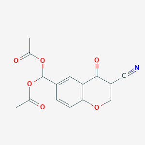 molecular formula C15H11NO6 B8593971 (3-Cyano-4-oxo-4H-1-benzopyran-6-yl)methylene diacetate CAS No. 61776-45-2