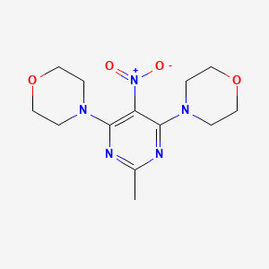 molecular formula C13H19N5O4 B8593986 2-Methyl-4,6-dimorpholino-5-nitropyrimidine 