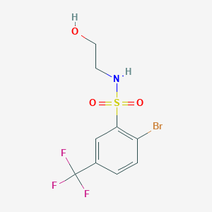 molecular formula C9H9BrF3NO3S B8594086 2-Bromo-N-(2-hydroxyethyl)-5-(trifluoromethyl)benzenesulfonamide 