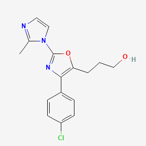 molecular formula C16H16ClN3O2 B8594118 4-(4-Chlorophenyl)-2-(2-methyl-1-imidazolyl)-5-oxazolepropanol CAS No. 198064-22-1