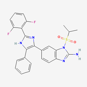 molecular formula C25H21F2N5O2S B8594167 6-[2-(2,6-difluorophenyl)-5-phenyl-1H-imidazol-4-yl]-1-propan-2-ylsulfonylbenzimidazol-2-amine CAS No. 660433-80-7