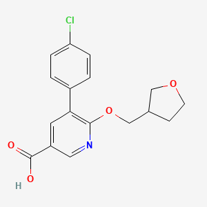 molecular formula C17H16ClNO4 B8594219 5-(4-Chloro-phenyl)-6-(tetrahydro-furan-3-ylmethoxy)-nicotinic acid 