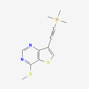 molecular formula C12H14N2S2Si B8594233 4-(Methylthio)-7-((trimethylsilyl)ethynyl)thieno[3,2-d]pyrimidine 