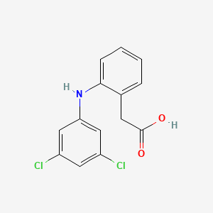 molecular formula C14H11Cl2NO2 B8594606 Benzeneacetic acid, 2-[(3,5-dichlorophenyl)amino]- CAS No. 127792-30-7