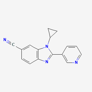molecular formula C16H12N4 B8594704 1-cyclopropyl-2-(pyridine-3-yl)-1H-benzo[d]imidazole-6-carbonitrile 