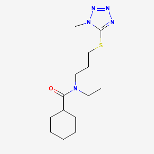 molecular formula C14H25N5OS B8594873 Cyclohexanecarboxamide, N-ethyl-N-(3-((1-methyl-1H-tetrazol-5-yl)thio)propyl)- CAS No. 80085-38-7