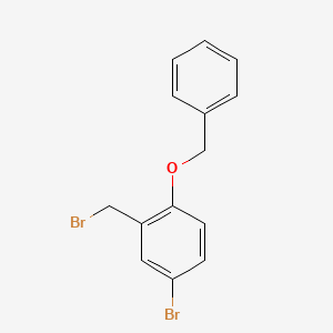 molecular formula C14H12Br2O B8595119 2-Benzyloxy-5-bromobenzylbromide CAS No. 177759-47-6