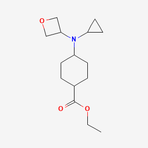 molecular formula C15H25NO3 B8595175 Ethyl 4-(cyclopropyl(oxetan-3-yl)amino)cyclohexanecarboxylate 