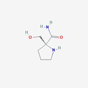 molecular formula C6H12N2O2 B8595197 (R)-2-Hydroxymethyl-pyrrolidine-2-carboxylic acid amide 