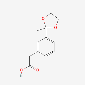 molecular formula C12H14O4 B8595287 [3-(2-Methyl-[1,3]dioxolan-2-yl)-phenyl]-acetic acid 
