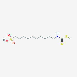 molecular formula C12H25NO3S3 B8595312 10-{[(Methylsulfanyl)carbonothioyl]amino}decane-1-sulfonic acid CAS No. 61300-19-4