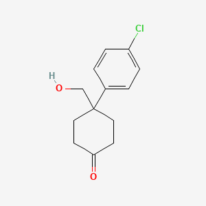 molecular formula C13H15ClO2 B8595388 4-(4-Chlorophenyl)-4-(hydroxymethyl)cyclohexan-1-one CAS No. 61749-13-1