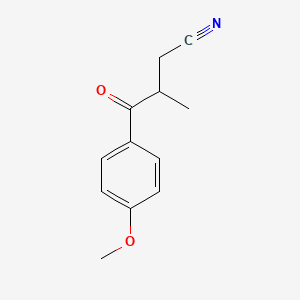 molecular formula C12H13NO2 B8595420 beta-Methyl-gamma-oxo-4-methoxybenzenebutanenitrile 