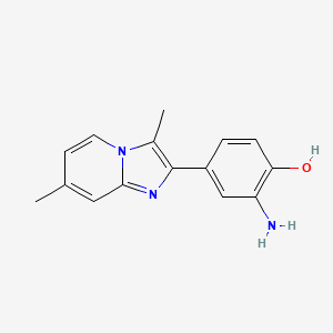 molecular formula C15H15N3O B8595541 2-Amino-4-(3,7-dimethylimidazo[1,2-a]pyridin-2-yl)phenol CAS No. 94662-29-0