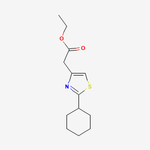 molecular formula C13H19NO2S B8595600 Ethyl 2-cyclohexyl-4-thiazoleacetate 
