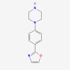 molecular formula C13H15N3O B8595631 4-(4-Oxazol-2-ylphenyl)piperazine 