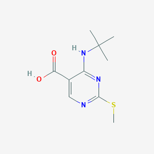 molecular formula C10H15N3O2S B8595643 4-(Tert-butylamino)-2-(methylthio)pyrimidine-5-carboxylic acid 